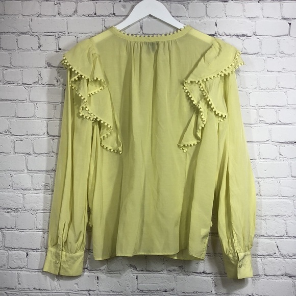 Ann Taylor top ruffles Ligth green more yellowish - Picture 6 of 8